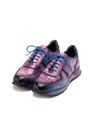 Paul Parkman LB704 Textured Leather Embossed Sneakers-AmbrogioShoes