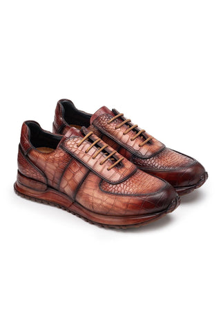 Paul Parkman LB704 Textured Leather Embossed Sneakers-AmbrogioShoes