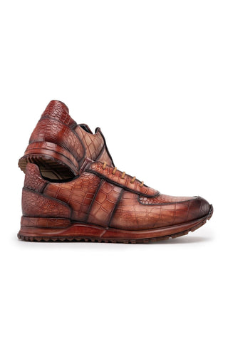 Paul Parkman LB704 Textured Leather Embossed Sneakers-AmbrogioShoes