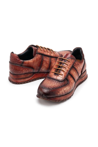 Paul Parkman LB704 Textured Leather Embossed Sneakers-AmbrogioShoes
