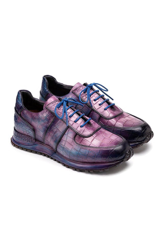 Paul Parkman LB704 Textured Leather Embossed Sneakers-AmbrogioShoes
