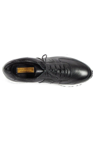 Paul Parkman LP206BLK Black Crocodile Embossed / Calf-Skin Leather Casual Sneakers (PM6320)-AmbrogioShoes