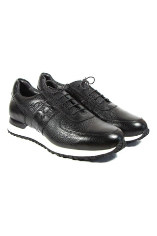 Paul Parkman LP206BLK Black Crocodile Embossed / Calf-Skin Leather Casual Sneakers (PM6320)-AmbrogioShoes