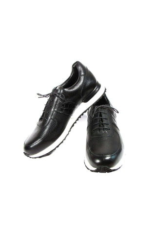 Paul Parkman LP206BLK Black Crocodile Embossed / Leather Casual Sneakers (PM6320)-AmbrogioShoes