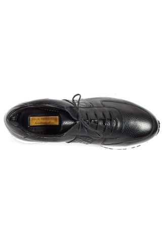 Paul Parkman LP206BLK Black Crocodile Embossed / Leather Casual Sneakers (PM6320)-AmbrogioShoes