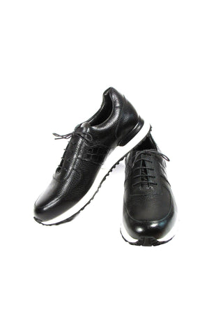 Paul Parkman LP206BLK Black Crocodile Print / Calf-Skin Leather Casual Sneakers (PM6320)