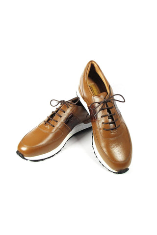 Paul Parkman LP206CGN Cognac Crocodile Print / Calf-Skin Leather Casual Sneakers (PM6319)