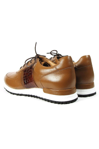 Paul Parkman LP206CGN Cognac Crocodile Print / Calf-Skin Leather Casual Sneakers (PM6319)