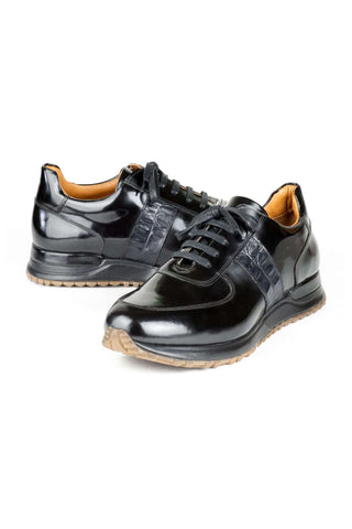 Paul Parkman LP208BLK Black Polished Leather Sneakers (PM6421)-AmbrogioShoes