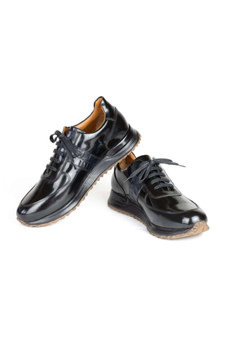 Paul Parkman LP208BLK Black Polished Leather Sneakers (PM6421)-AmbrogioShoes
