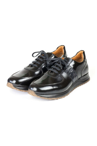 Paul Parkman LP208BLK Black Polished Leather Sneakers (PM6421)-AmbrogioShoes