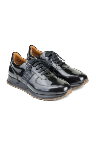Paul Parkman LP208BLK Black Polished Leather Sneakers (PM6421)