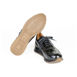 Paul Parkman LP208BLK Men's Handmade Shoes Black Polished Leather Sneakers (PM6421)-AmbrogioShoes