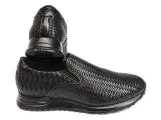 Paul Parkman LW204 Men's Shoes Woven Calf-Skin Leather Slip-On Sneakers (PM6429)-AmbrogioShoes