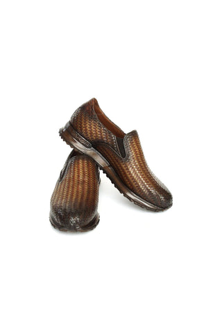 Paul Parkman LW204 Woven Calf-Skin Leather Slip-On Sneakers (PM6429)-AmbrogioShoes