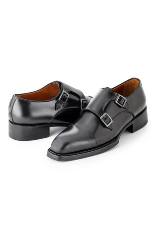 Paul Parkman LX Welted Calf-Skin Leather Cap-Toe Monk-Straps (PM2008)-AmbrogioShoes