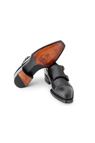 Paul Parkman LX Welted Calf-Skin Leather Cap-Toe Monk-Straps (PM2008)-AmbrogioShoes