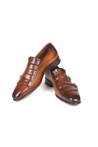 Paul Parkman Leather Kiltie Double Monk-Straps (PM5716)-AmbrogioShoes