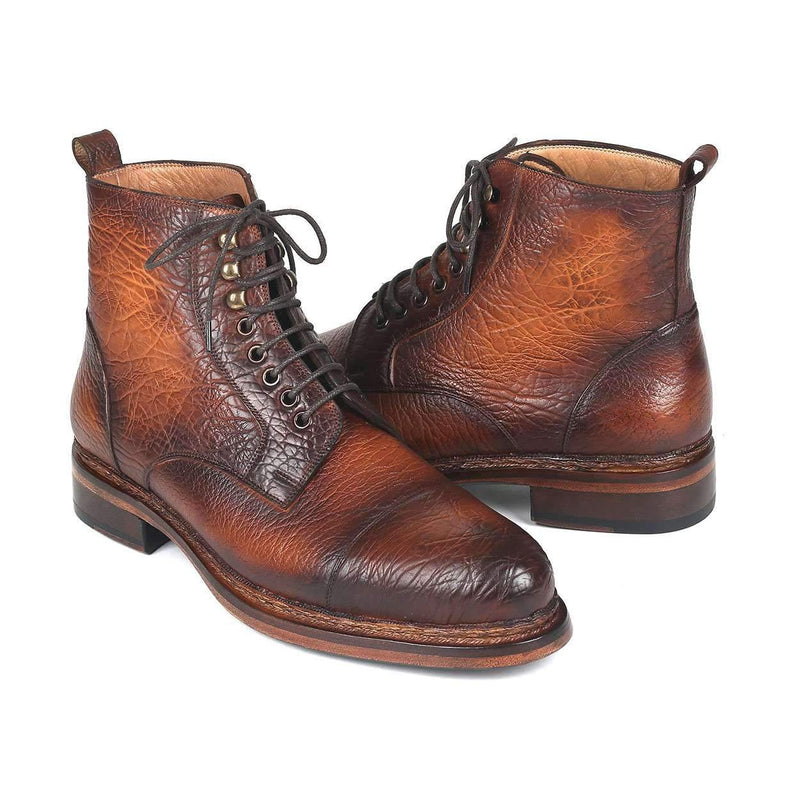 Paul Parkman Men's Antique Burnished Brown Calf-Skin Leather Boots 5075-BRW (PM6146)-AmbrogioShoes