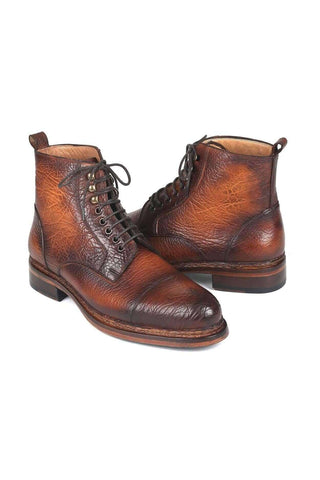 Paul Parkman Men's Antique Burnished Brown Leather Boots 5075-BRW (PM6146)-AmbrogioShoes