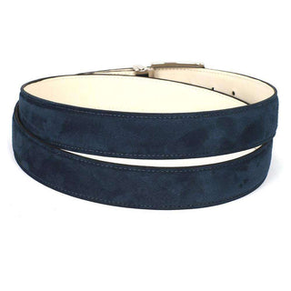 Paul Parkman Men's Belt Navy Suede (PMB603)-AmbrogioShoes