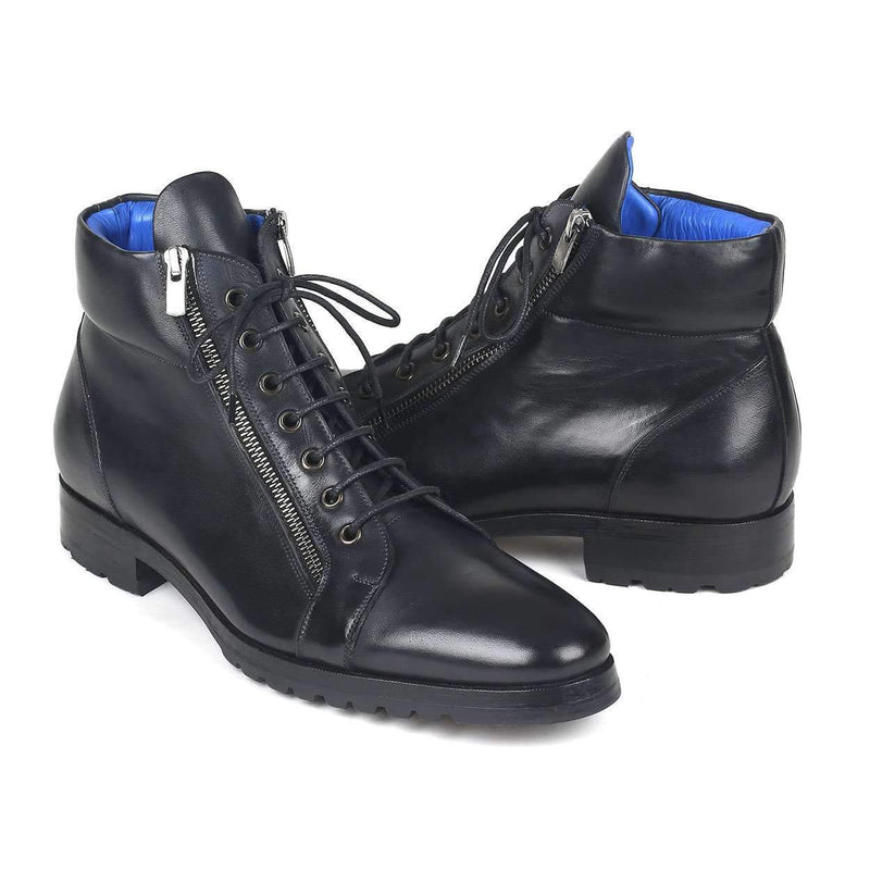 Paul Parkman Men's Black Calf-Skin Leather Boots 12455-BLK (PM6142)-AmbrogioShoes