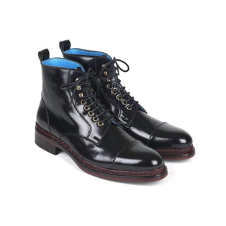 Paul Parkman Men's Black Polished Calf-Skin Leather Boots 5075-BLK (PM6145)-AmbrogioShoes