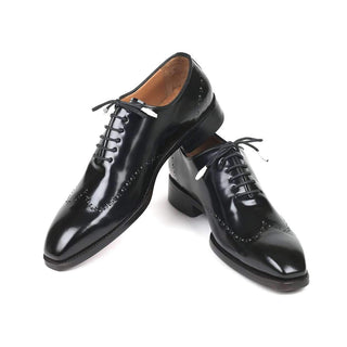 Paul Parkman Men's Black Polished Good-Year Welted Wing-Tip Oxfords 181BLK55 (PM6126)-AmbrogioShoes