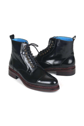 Paul Parkman Men's Black Polished Leather Boots 5075-BLK (PM6145)-AmbrogioShoes