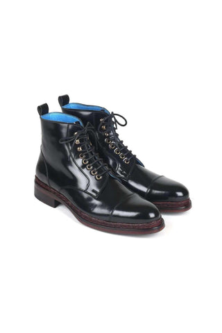 Paul Parkman Men's Black Polished Leather Boots 5075-BLK (PM6145)-AmbrogioShoes