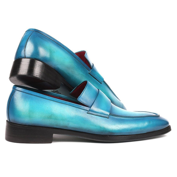 Paul Parkman Men's Blue Turquoise Calf-Skin Leather Slip-On Loafers 093-TRQ (PM6157)-AmbrogioShoes