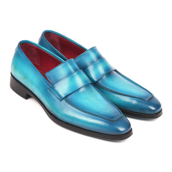 Paul Parkman Men's Blue Turquoise Calf-Skin Leather Slip-On Loafers 093-TRQ (PM6157)-AmbrogioShoes
