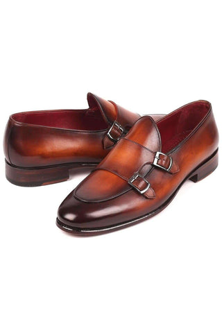 Paul Parkman Men's Brown Leather Double-MonkStraps Loafers HT61BRW (PM6159)-AmbrogioShoes
