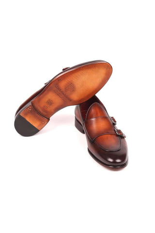 Paul Parkman Men's Brown Leather Double-MonkStraps Loafers HT61BRW (PM6159)-AmbrogioShoes