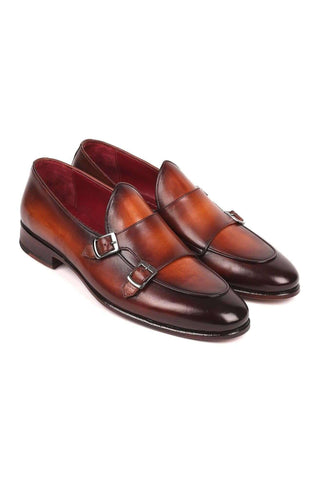 Paul Parkman Men's Brown Leather Double-MonkStraps Loafers HT61BRW (PM6159)-AmbrogioShoes