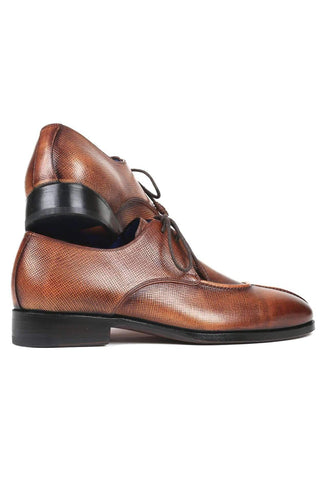 Paul Parkman Men's Brown Pattern Embossed Leather Split-Toe Derby 8871BRW (PM6133)-AmbrogioShoes