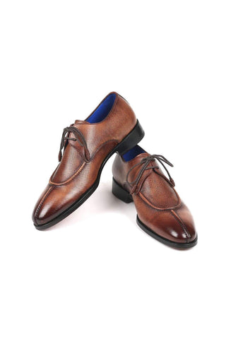 Paul Parkman Men's Brown Pattern Embossed Leather Split-Toe Derby 8871BRW (PM6133)-AmbrogioShoes