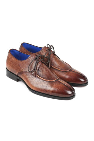 Paul Parkman Men's Brown Pattern Embossed Leather Split-Toe Derby 8871BRW (PM6133)-AmbrogioShoes