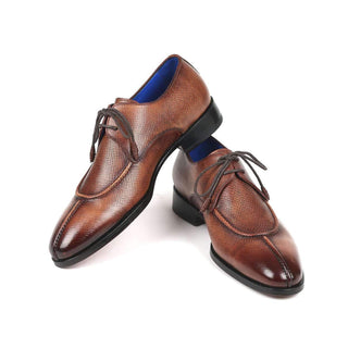 Paul Parkman Men's Brown Pattern Print Leather Split-Toe Derby 8871BRW (PM6133)-AmbrogioShoes