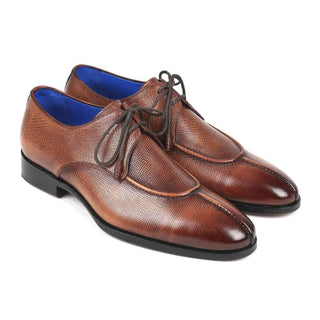 Paul Parkman Men's Brown Pattern Print Leather Split-Toe Derby 8871BRW (PM6133)-AmbrogioShoes