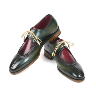 Paul Parkman Men's Burgundy and Green Calf-Skin Leather Derby 8864MLT (PM6132)-AmbrogioShoes