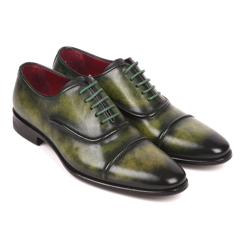 Paul Parkman Men's Green Calf-Skin Leather Cap-Toe Oxfords 077-GRN (PM6163)-AmbrogioShoes