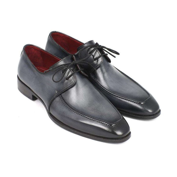 Paul Parkman Handmade Shoes Men's Handmade Shoes Apron Derby Gray Black Oxfords (PM5200)-AmbrogioShoes