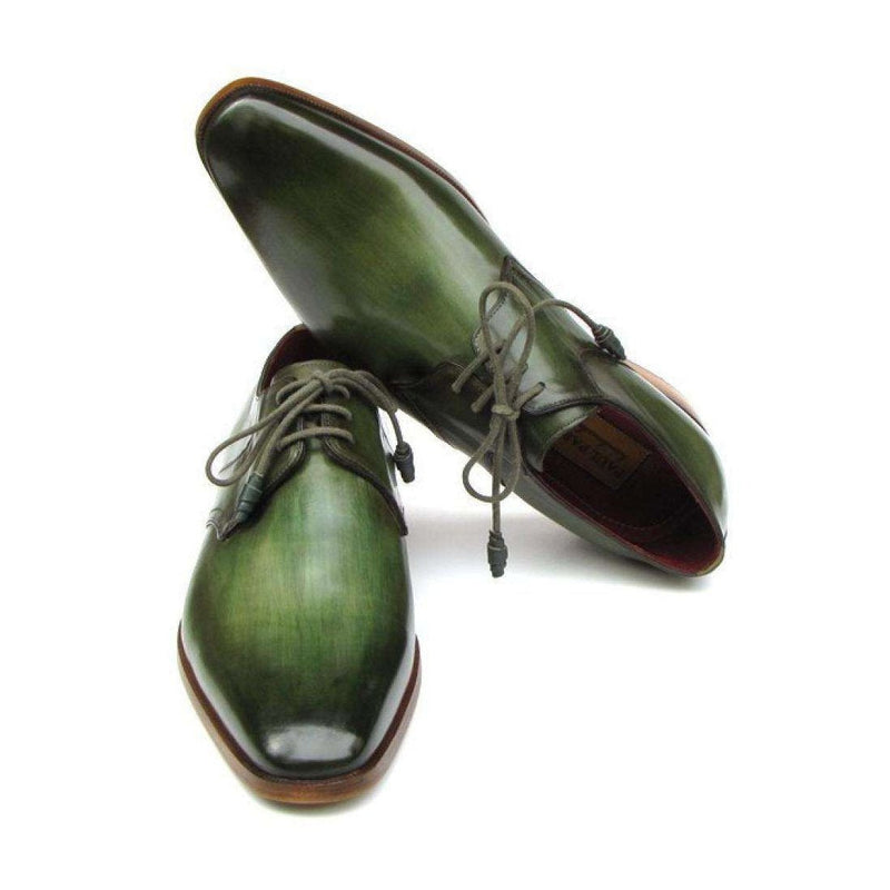 Paul Parkman Handmade Shoes Men's Handmade Shoes Derby Shoes Green Oxfords (PM5247)-AmbrogioShoes