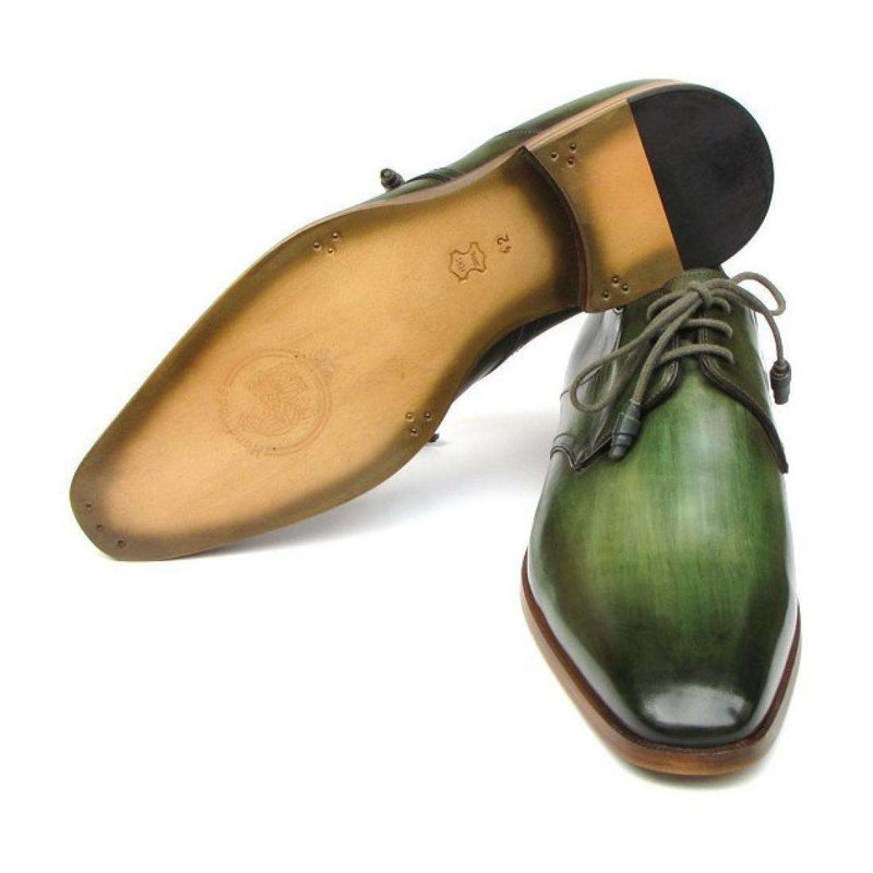Paul Parkman Handmade Shoes Men's Handmade Shoes Derby Shoes Green Oxfords (PM5247)-AmbrogioShoes