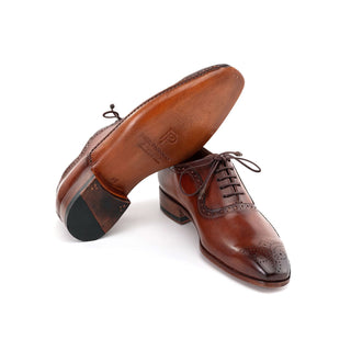 Paul Parkman Men's Handmade Shoes Burnished Cap-Skin Leather Oxford (PM6466)-AmbrogioShoes
