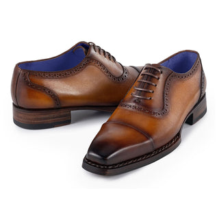 Paul Parkman Men's Handmade Shoes Calf-Skin Leather Cap-Toe Oxfords (PM6436)-AmbrogioShoes