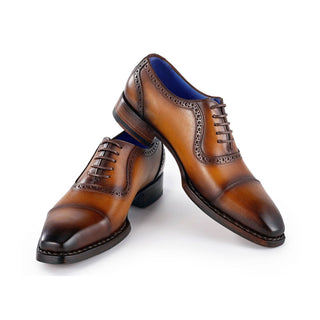 Paul Parkman Men's Handmade Shoes Calf-Skin Leather Cap-Toe Oxfords (PM6436)-AmbrogioShoes