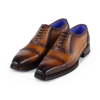 Paul Parkman Men's Handmade Shoes Calf-Skin Leather Cap-Toe Oxfords (PM6436)-AmbrogioShoes