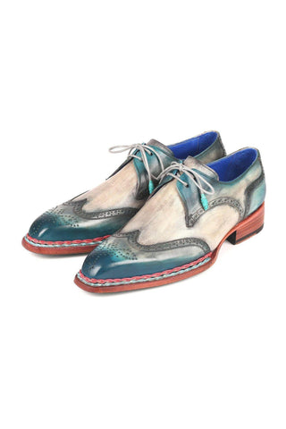Paul Parkman Men's Handmade Shoes Calf-Skin Leather Norwegian Welted Wingtip Derby (PM6472)-AmbrogioShoes